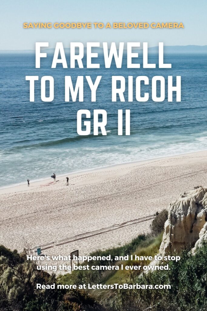 A Pinterest Pin for an article about a farewell to my Ricoh GR ii