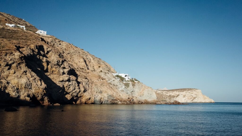 A photo of the port Anafi in Greece.