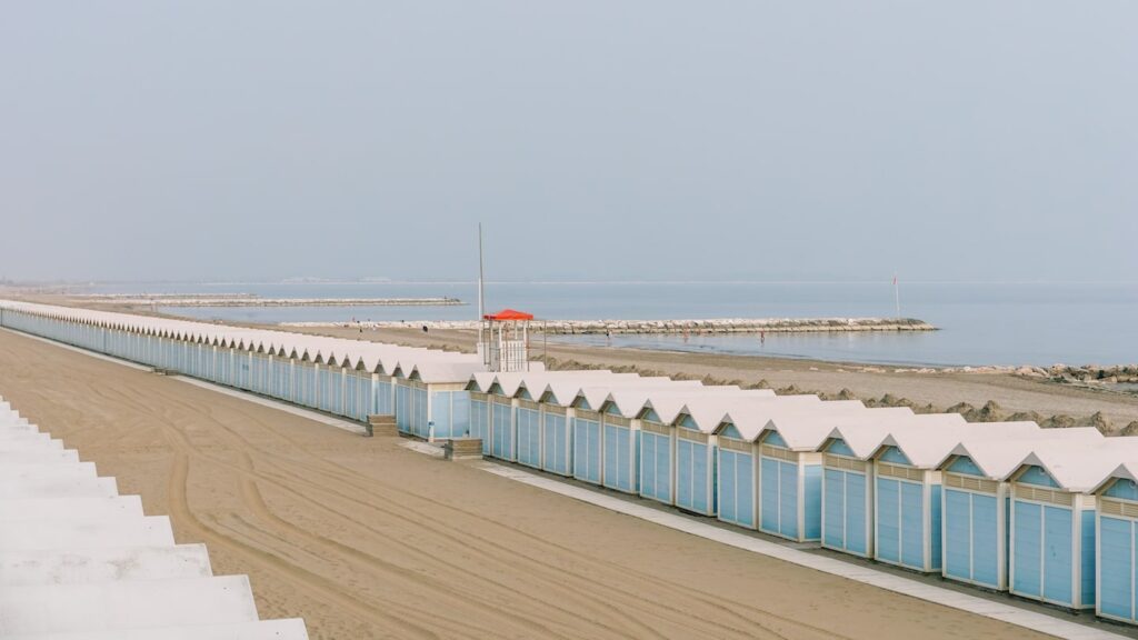 A photo showing a row of summer houses in Lido Beach, Venice