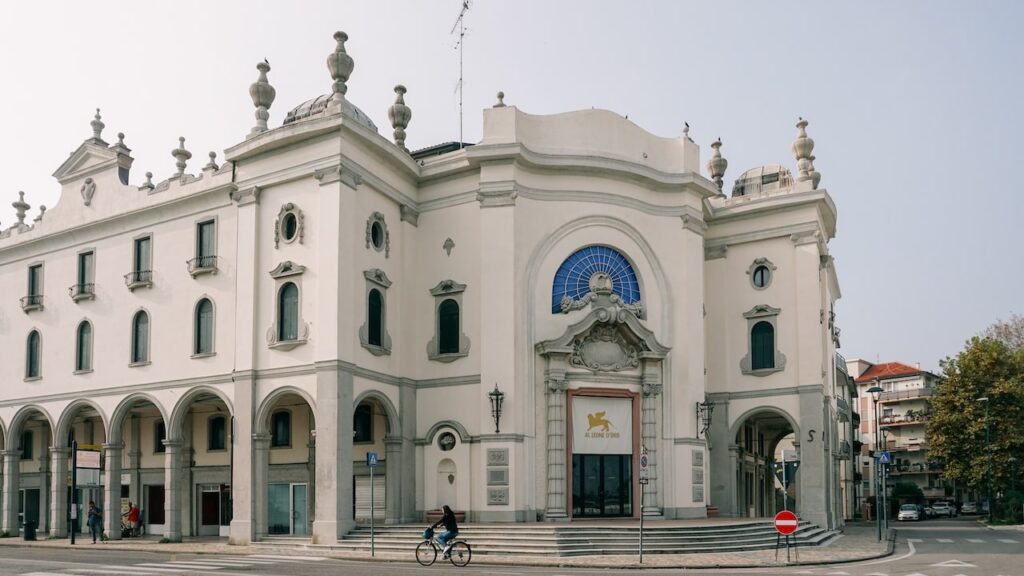 A photo showing the Palazzo del Cinema in Lido, where the Film Festival takes place.