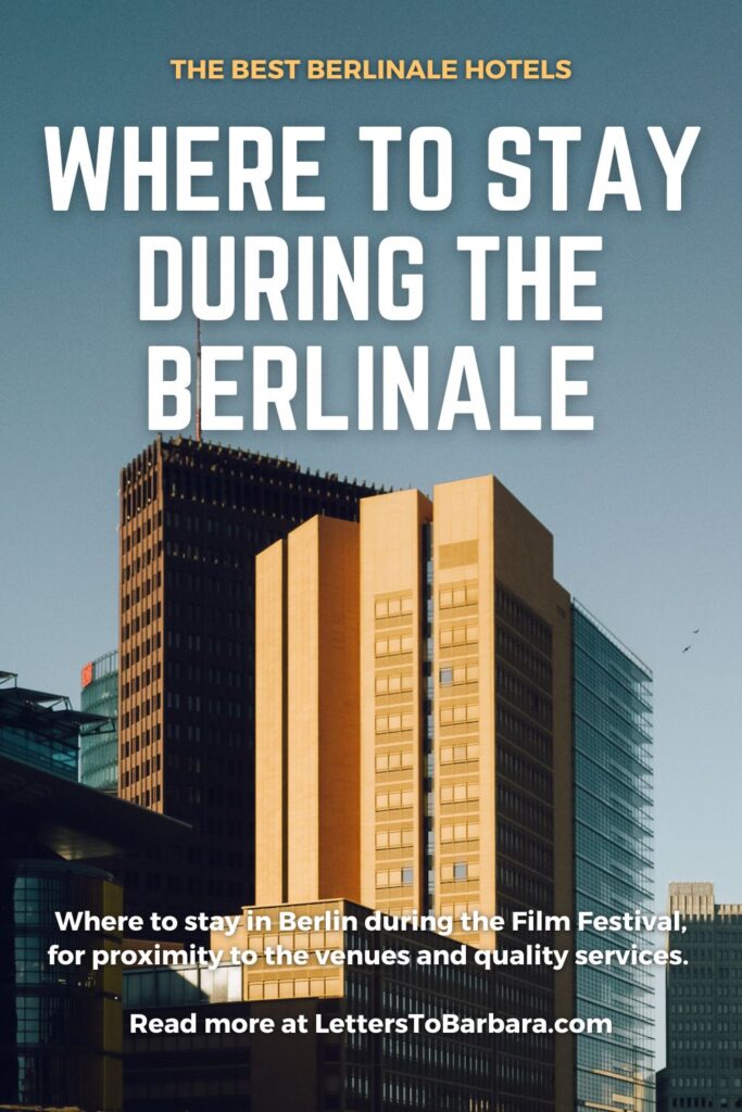 A Pinterest Pin for an article about the best Berlinale hotels, written by George Pavlopoulos for the travel blog Letters to Barbara