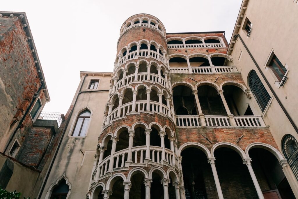 The Scala Contarini Del Bovolo spiral staircase in Venice, Italy