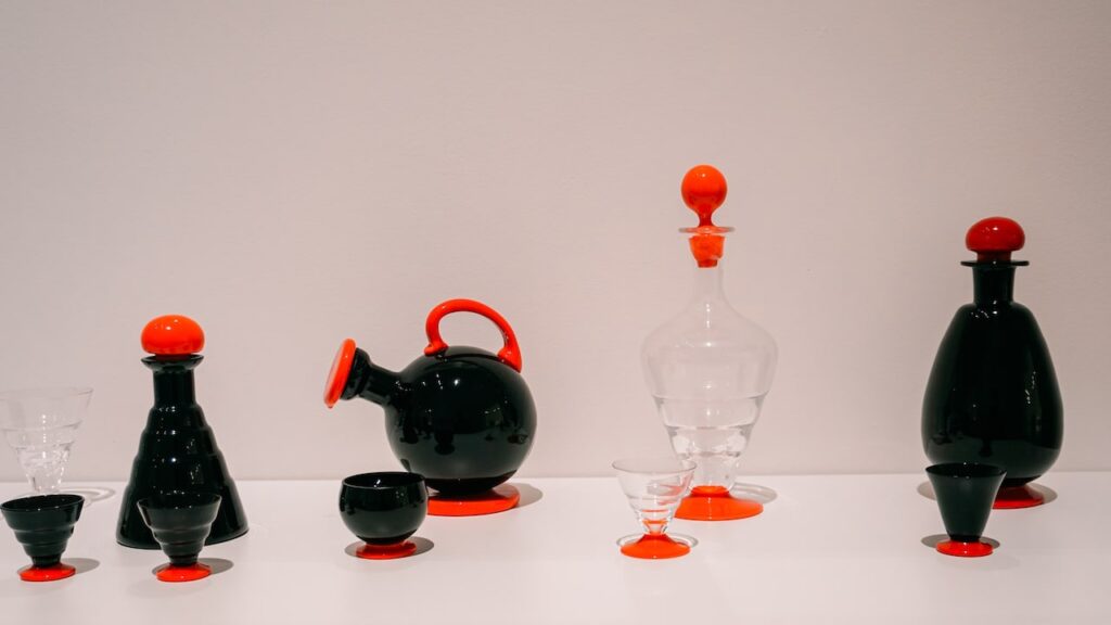 A set of Murano glass in black and red