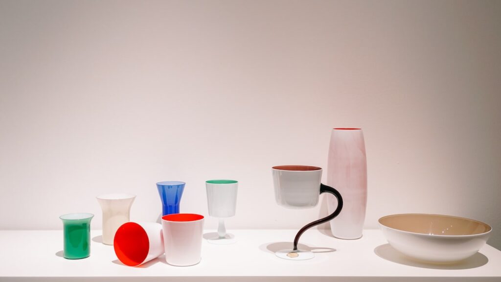 A set of cups by Murano glass