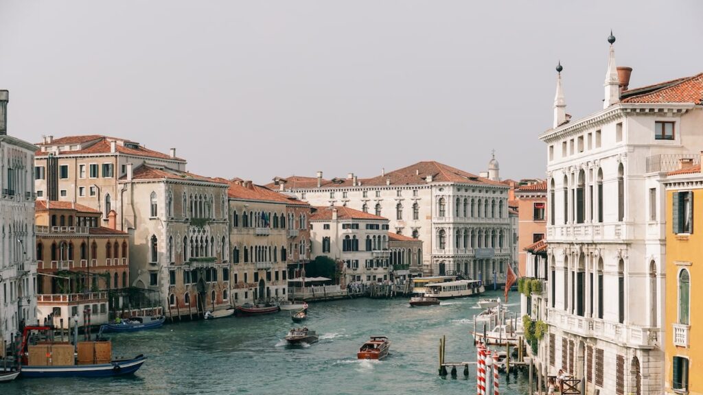The Grand Canal view from Accademia Bridge, where some of the best hotels in Venice are located