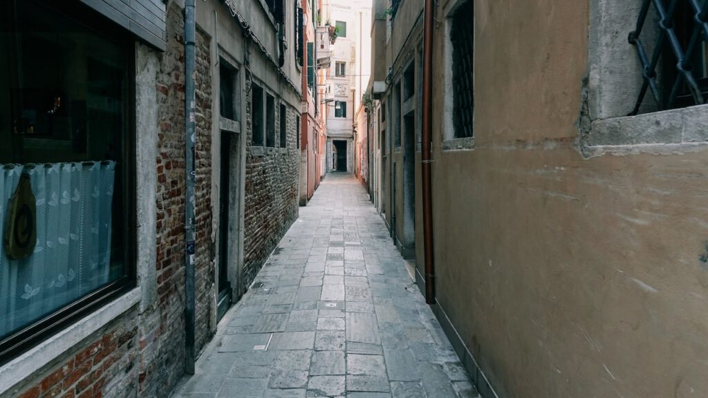 A small street in Venice, part of a guided walking tour