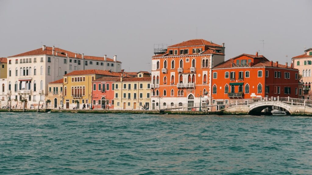 Colorful Venetian buildings seen from the island of Giudecca