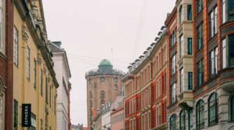 The Round Tower in Copenhagen seen from Stroget Avenue. The image serves as the cover photo for an article about the Rundetårn written by George Pavlopoulos for the travel blog Letters to Barbara