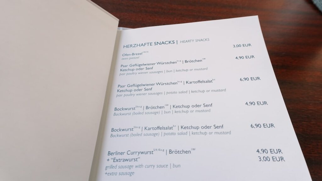 The menu of a Berlin River Spree Cruise