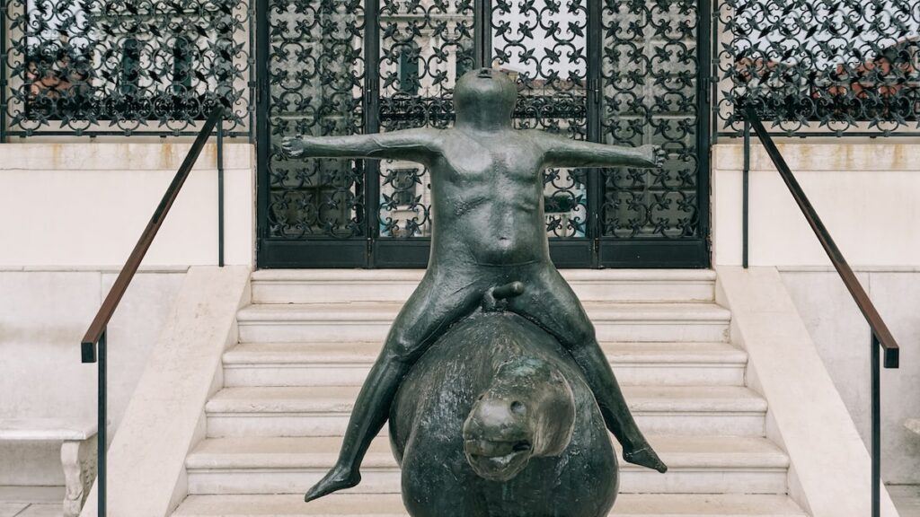 The statue "L' Angelo della Citta" by Marino Marini at the Peggy Guggenheim Collection in Venice Italy