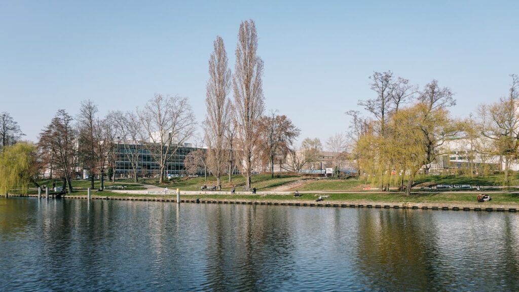 A boat tour in Berlin approaching Nordhafen
