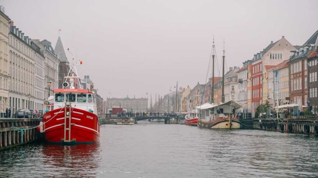 The Nyhavn Canal in Copenhagen seen from a boat