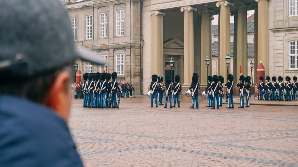 The changing of the guards in front of Amalienborg Palace, one of the best things to do in Copenhagen