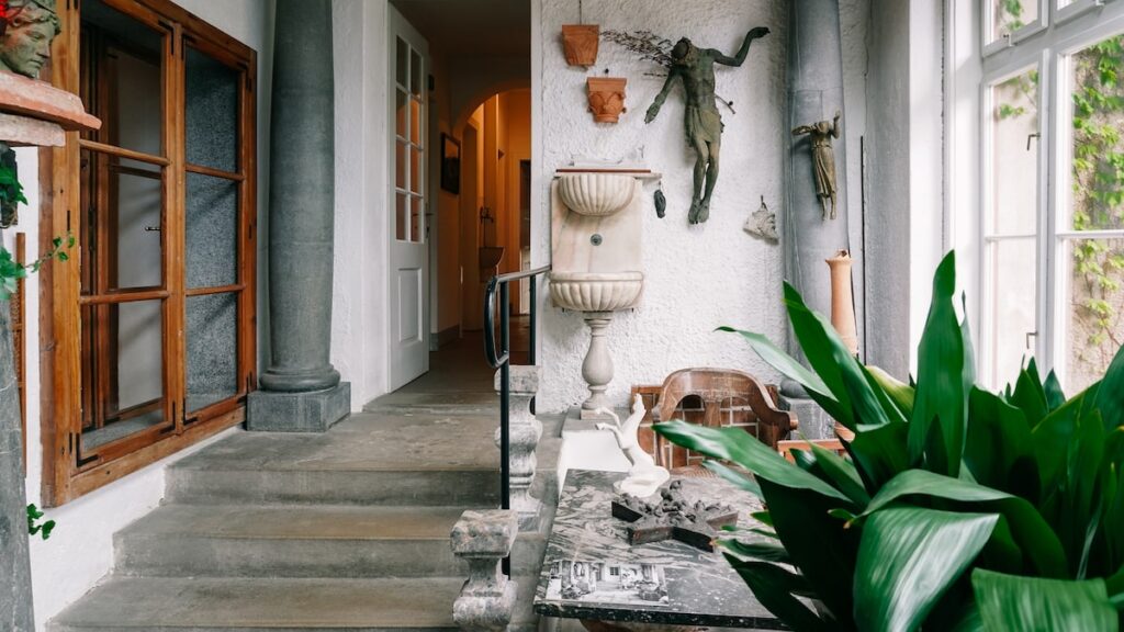 The patio in the entrance of the Jože Plečnik Tower