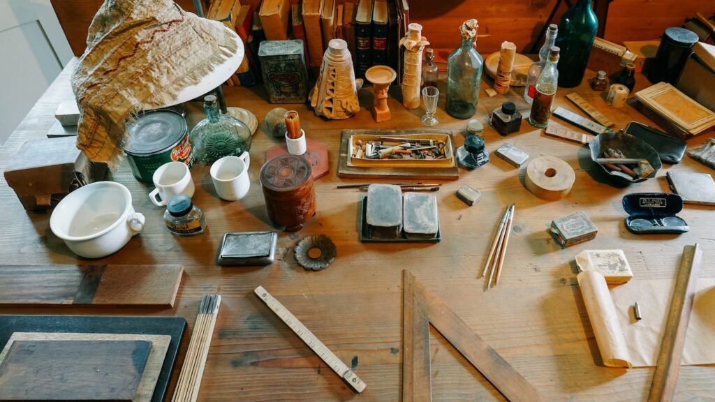 Close up photo of Joze Plecnik's desk