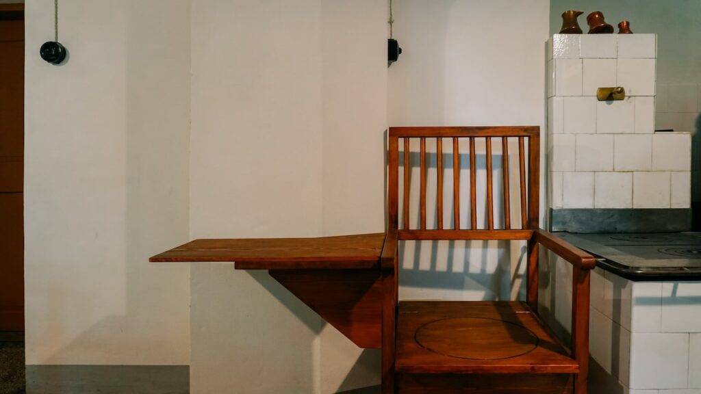 The handmade chair of Jože Plečnik in the architect's house in Ljubljana Slovenia