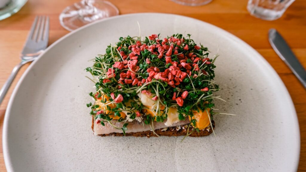 A dish of Danish Smørrebrød at Judie Restaurant in Copenhagen