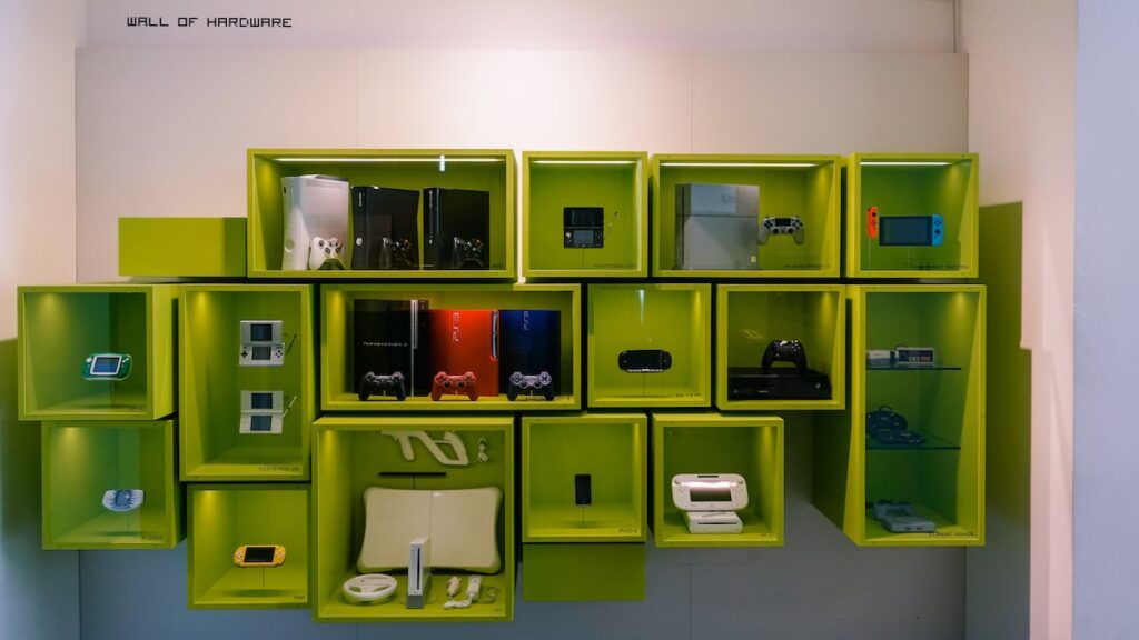 Wall of Hardware at the Computer Games Museum in Berlin, Germany