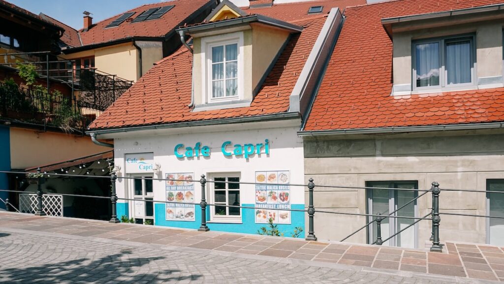 The small Cafe Capri in Ljubljana, Slovenia