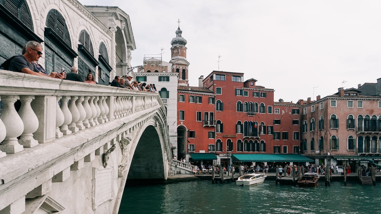 The famous Rialto Bridge in Venice, Italy