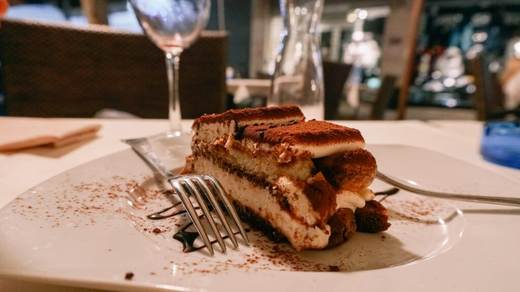 A tiramisu, a must-eat during food tours in Venice, Italy