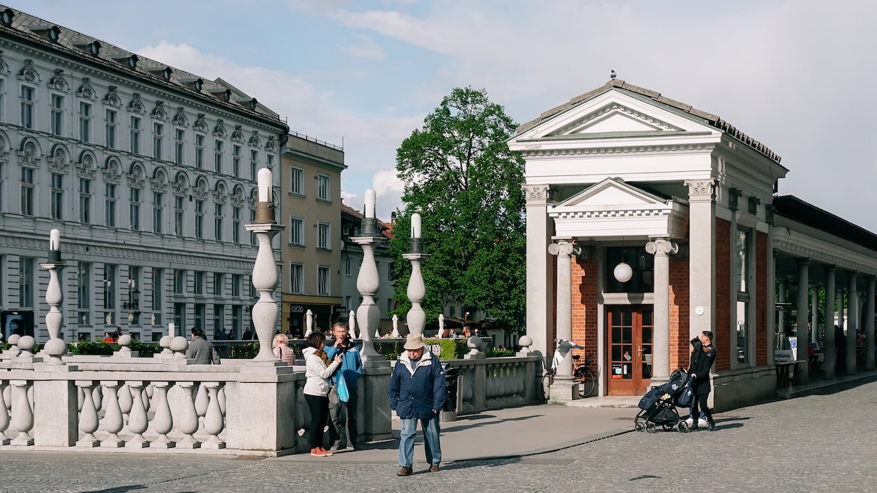 The Triple Bridge, a perfect spot to explore Ljubljana by bike