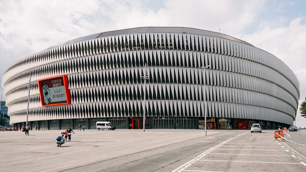 The exterior of the San Mames Stadium in Bilbao, home ground of the Athletic Club