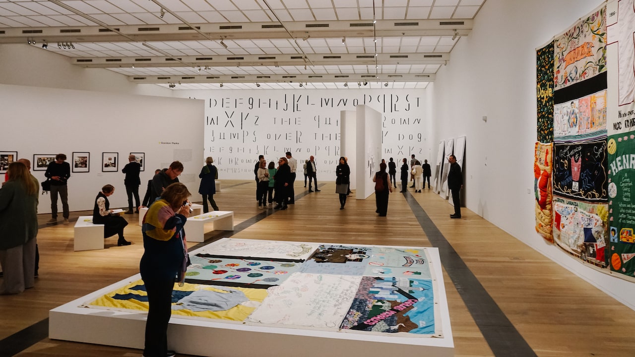 People at the opening of the Language/Text/Image Exhibition at the Draiflessen Collection