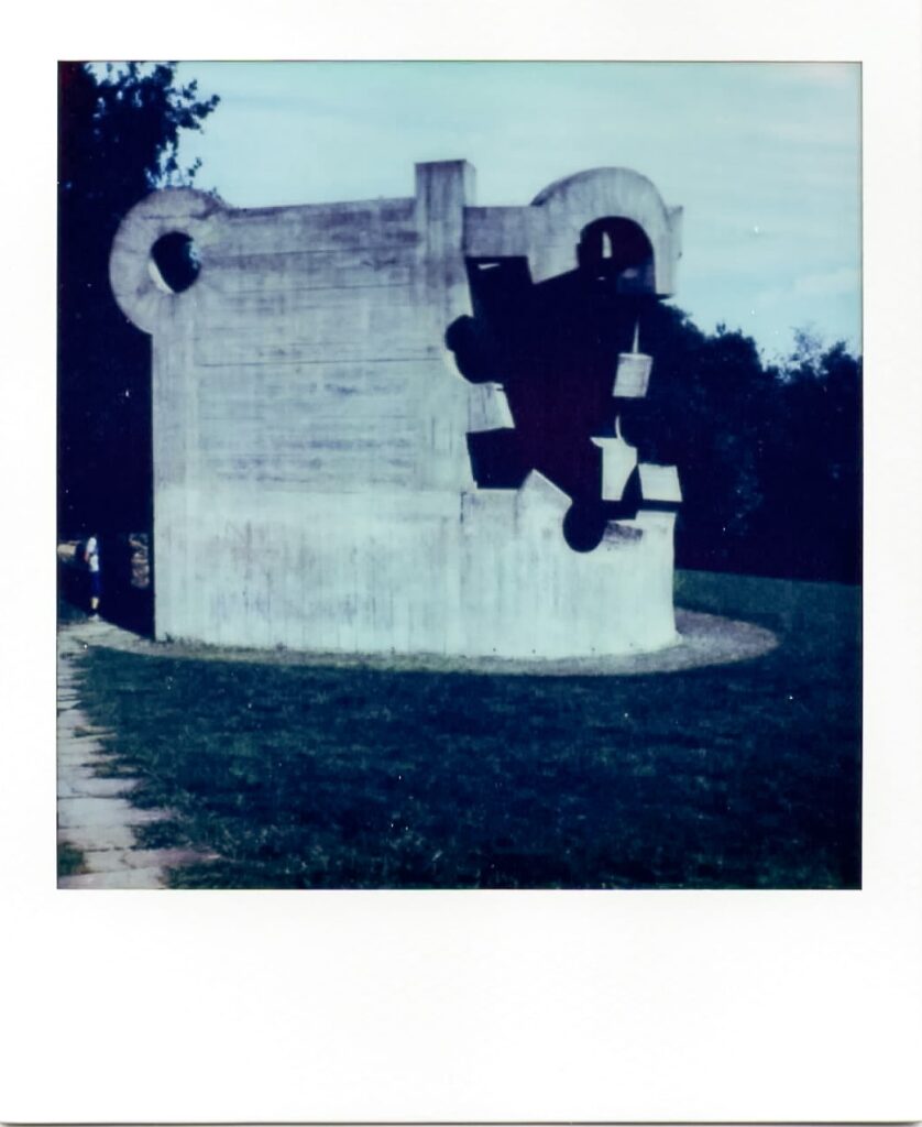 A sculpture at Gernika shot with the Polaroid SX-70