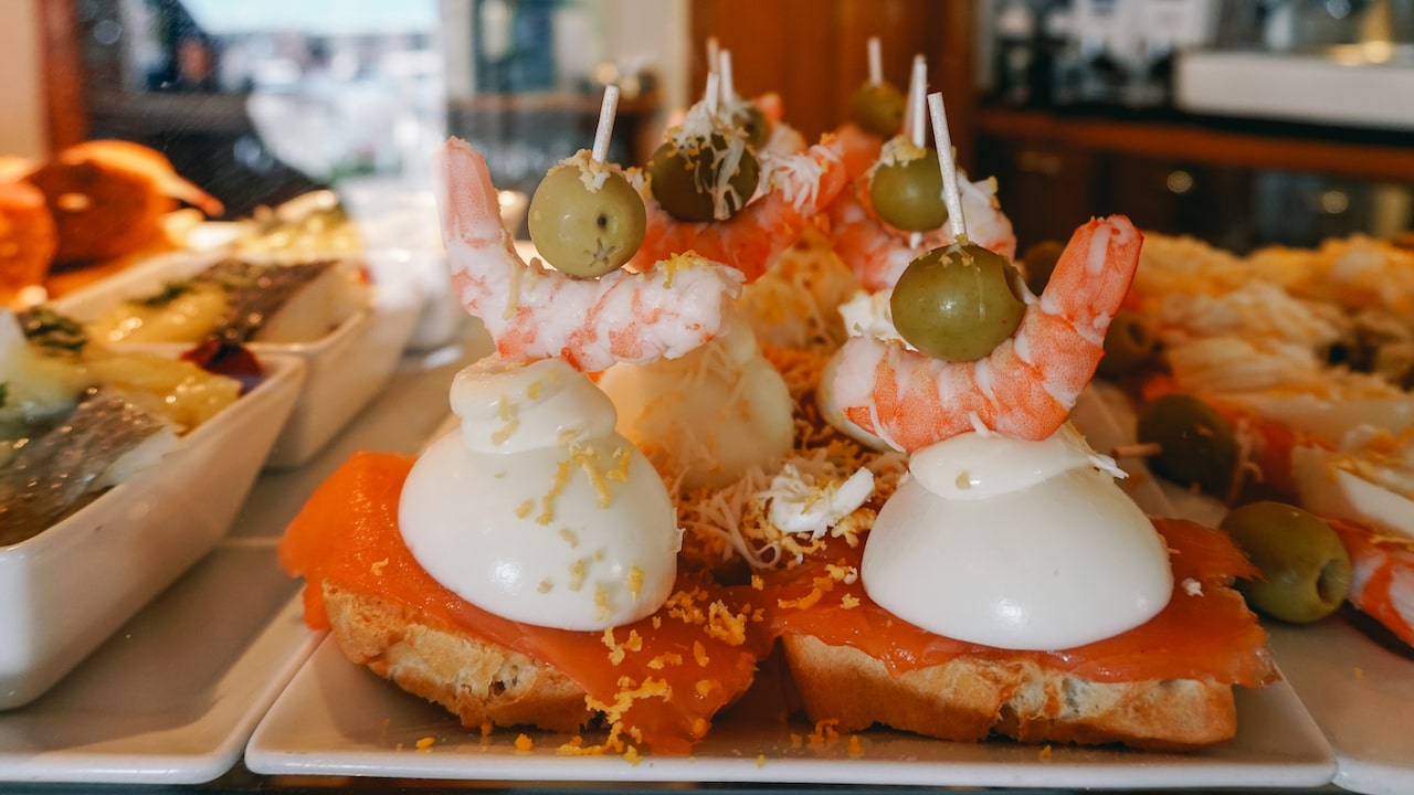 Pintxos in a small cafe at the port of Mundaka