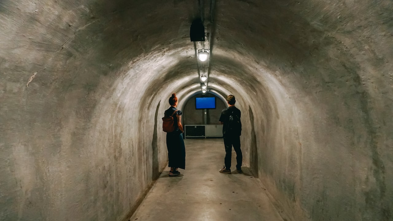 Inside the air raid shelter of Gernika