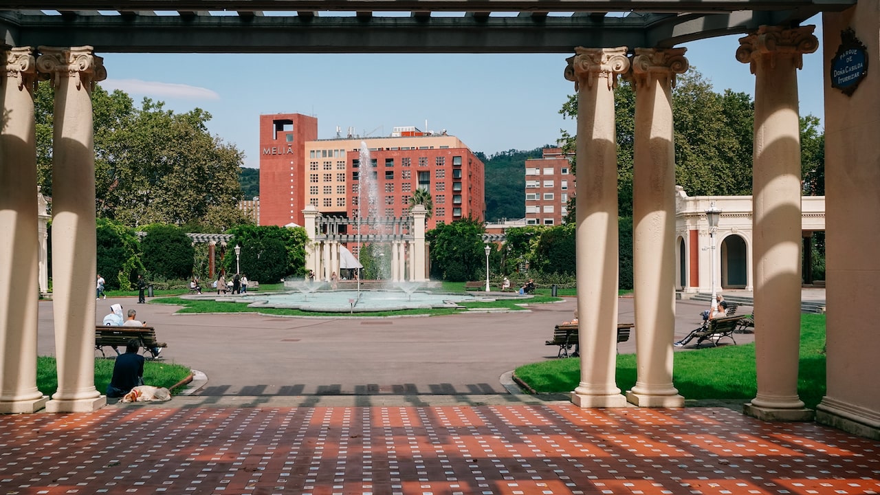 The beautiful Parque de Abando In Bilbao Spain