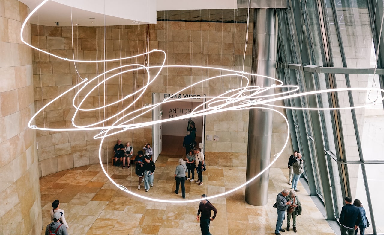 The interior of the Guggenheim Museum Bilbao