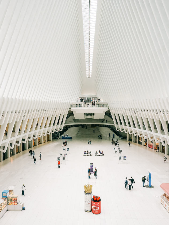 The interior of the Calatrava World Trade Center Oculus in New York City