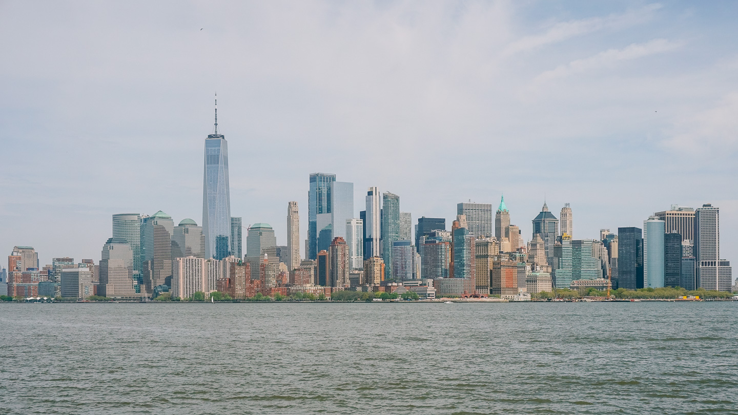 The Manhattan skyline as seen from Liberty Park in New Jersey