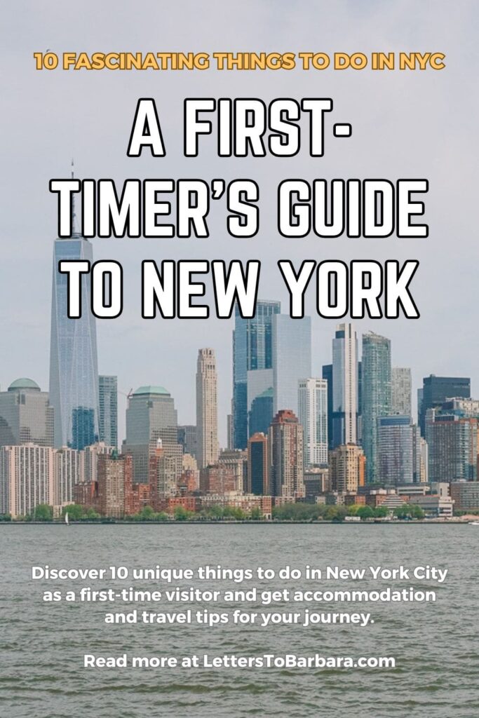 A Pinterest Pin for an article about the best things to do in NYC written by George Pavlopoulos for the travel blog Letters to Barbara