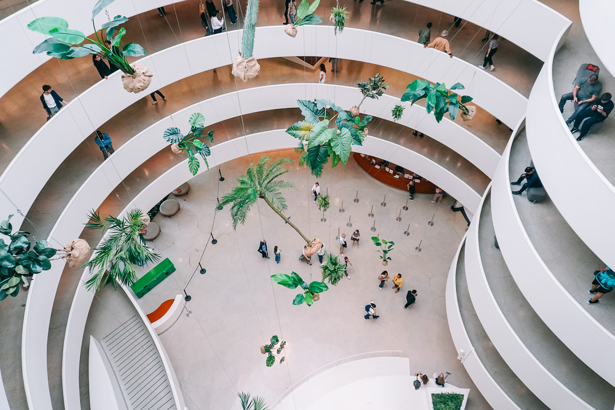 The hanging gardens of the Guggenheim Museum New York as seen from the iconic rotunda