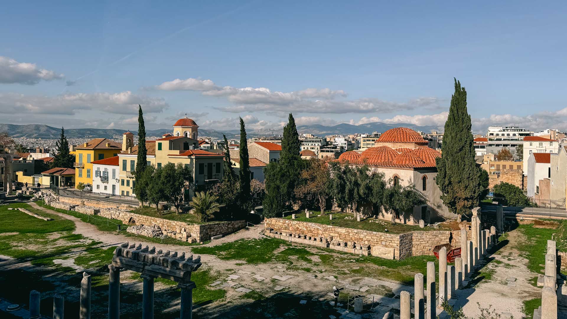 View of Athens from Plaka towards Monastiraki and the Roman Agora