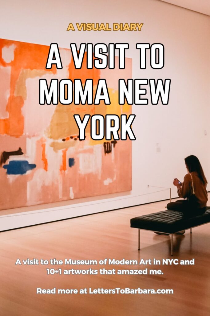 A Pinterest Pin for an article about MoMa New York City artworks written by George Pavlopoulos for the travel blog Letters to Barbara