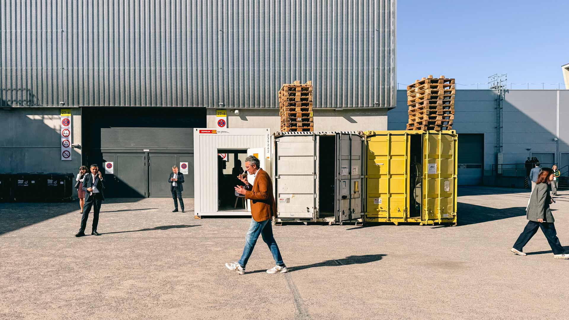 People walking outside the Messe Berlin
