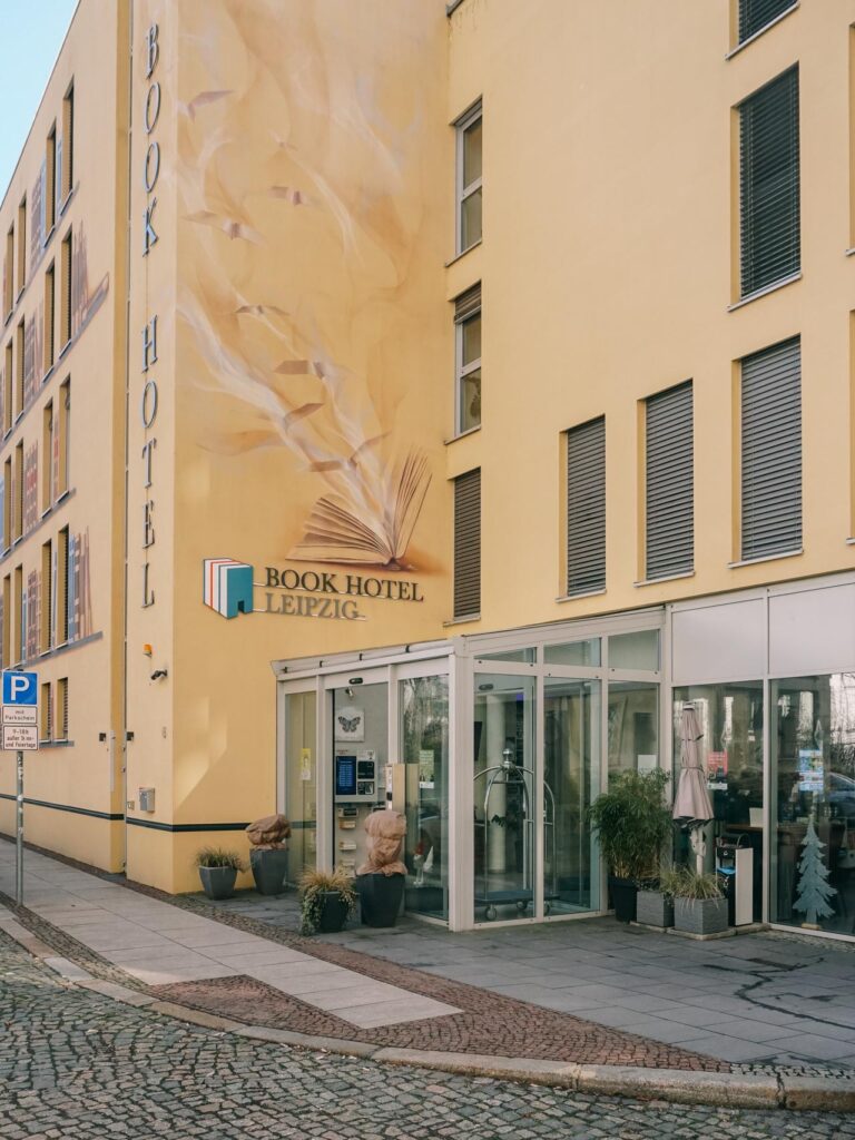 The exterior of the Book Hotel in Leipzig