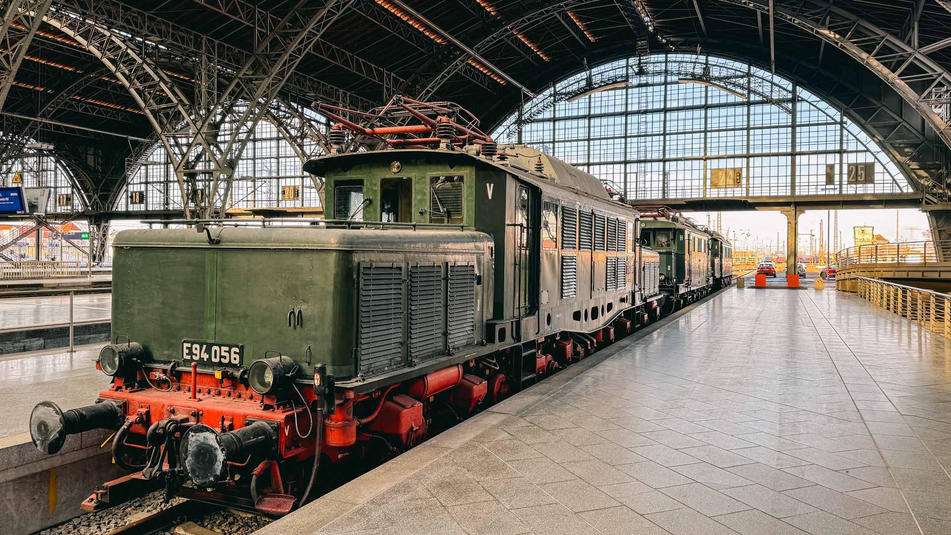 The open air museum of historic trains in the Leipzig Hauptbahnhof is one the best things to do in Leipzig