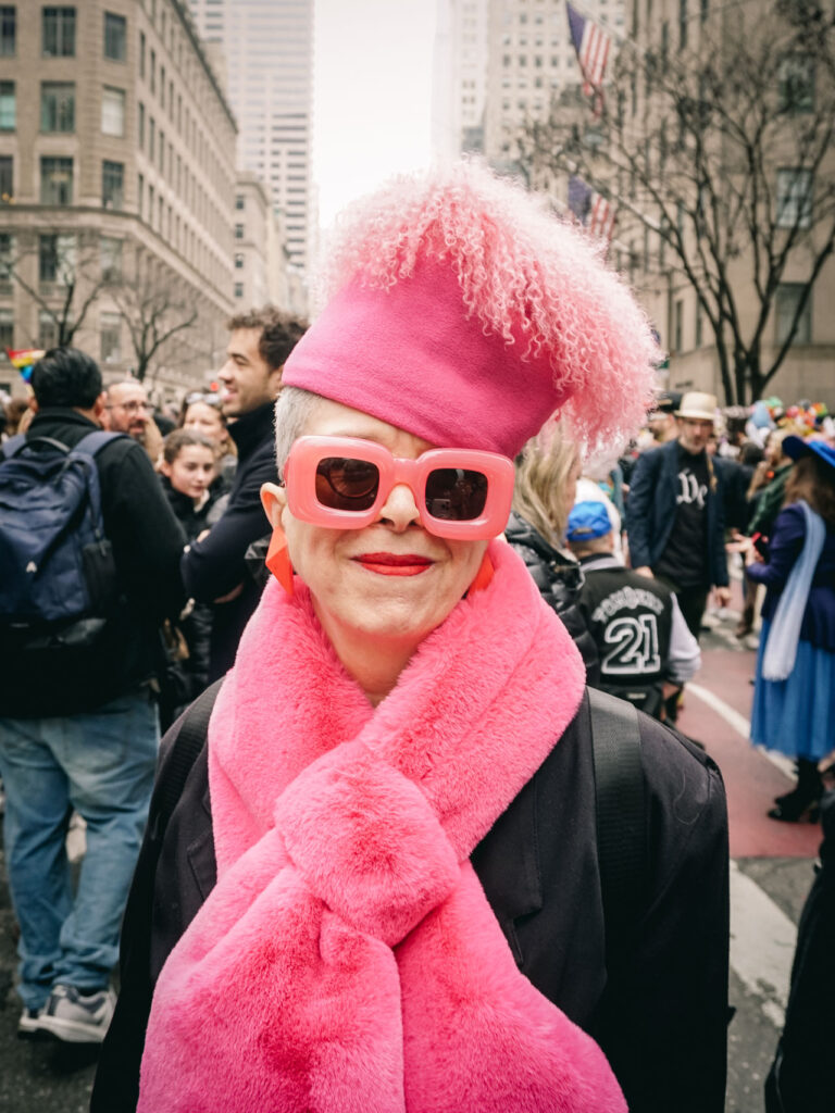 A lady in pink in the 2026 New York Easter Parade Bonnet Festival
