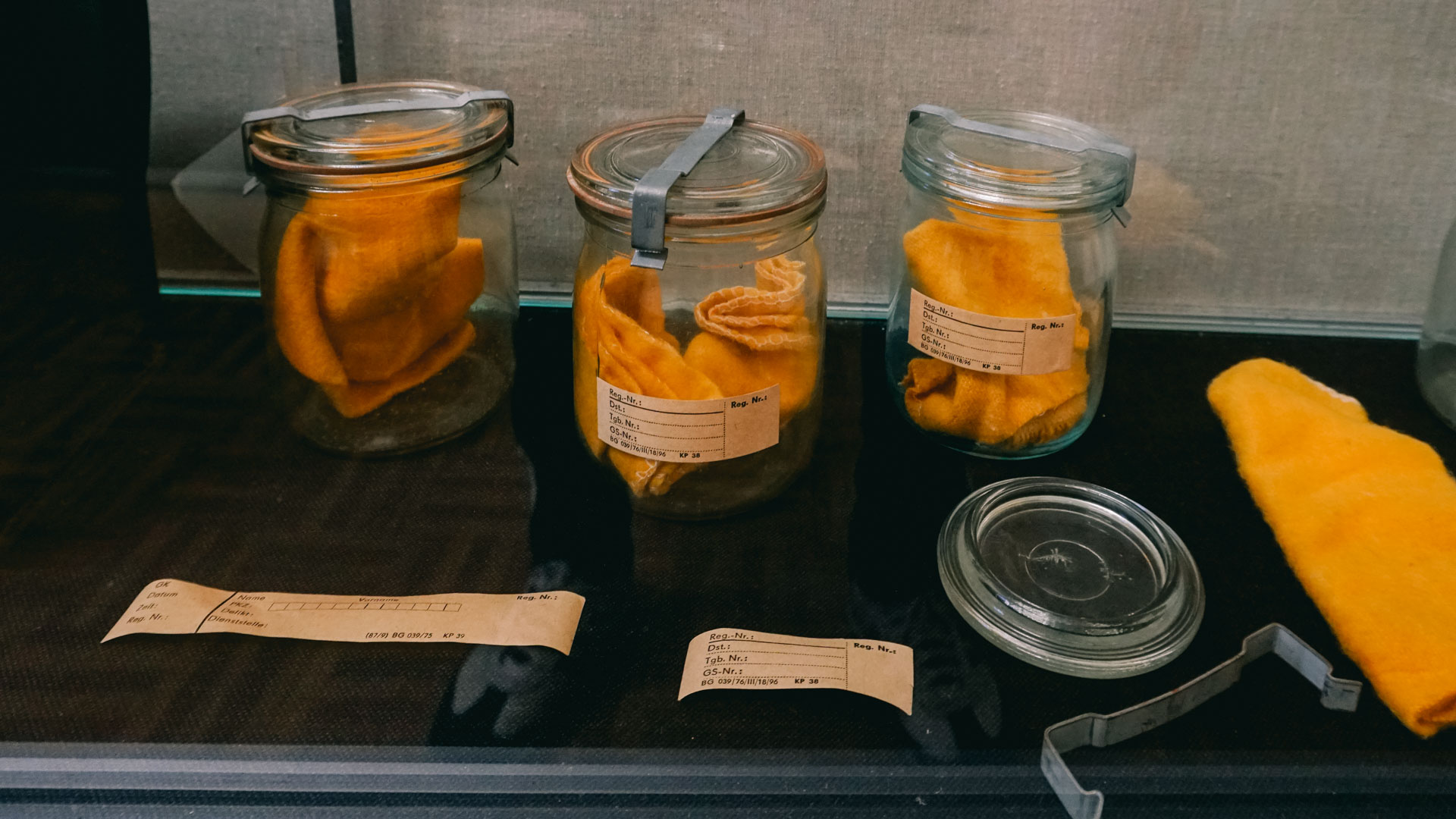 Geruchskonserven at the Stasi Museum in Leipzig, which were jars capturing the unique odors of individuals