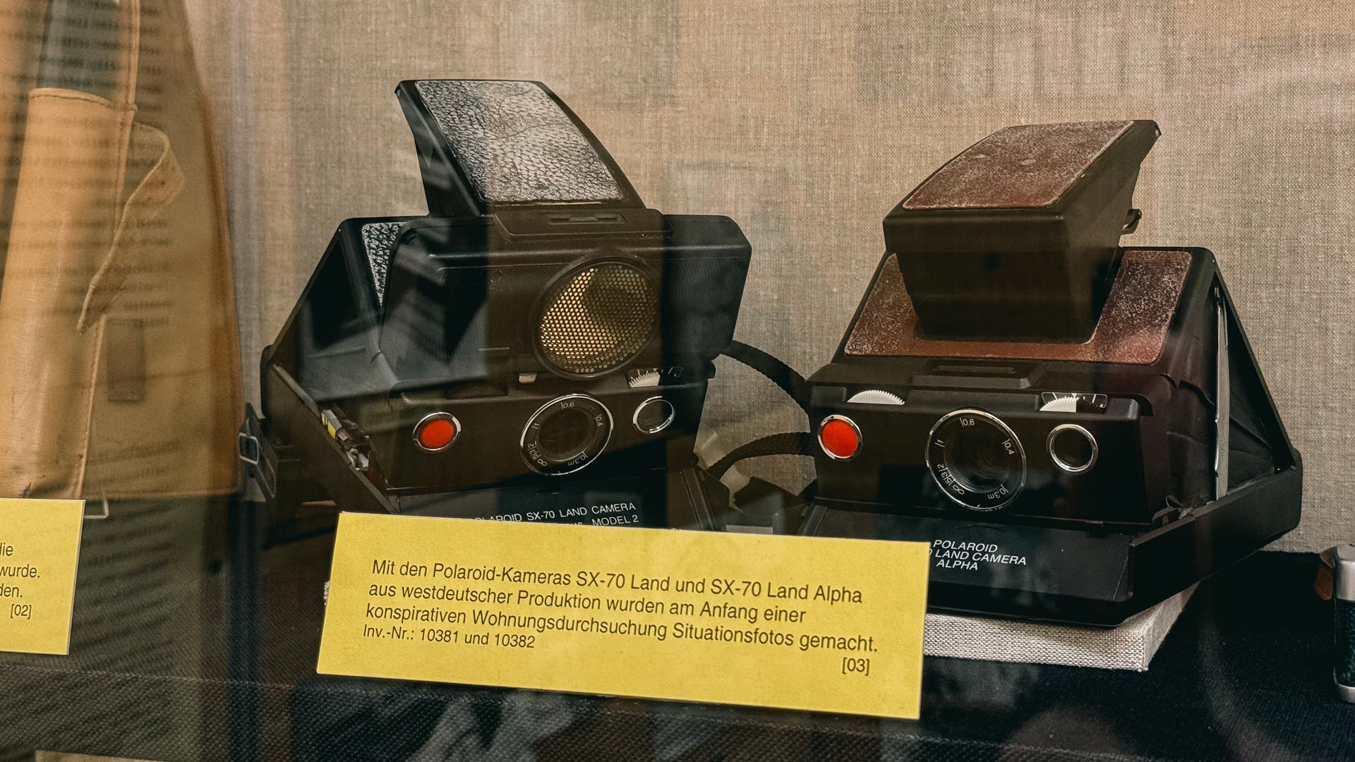 Two Polaroid SX-70 cameras at the Stasi Museum In Leipzig used for taking photos of suspects as enemies of the state