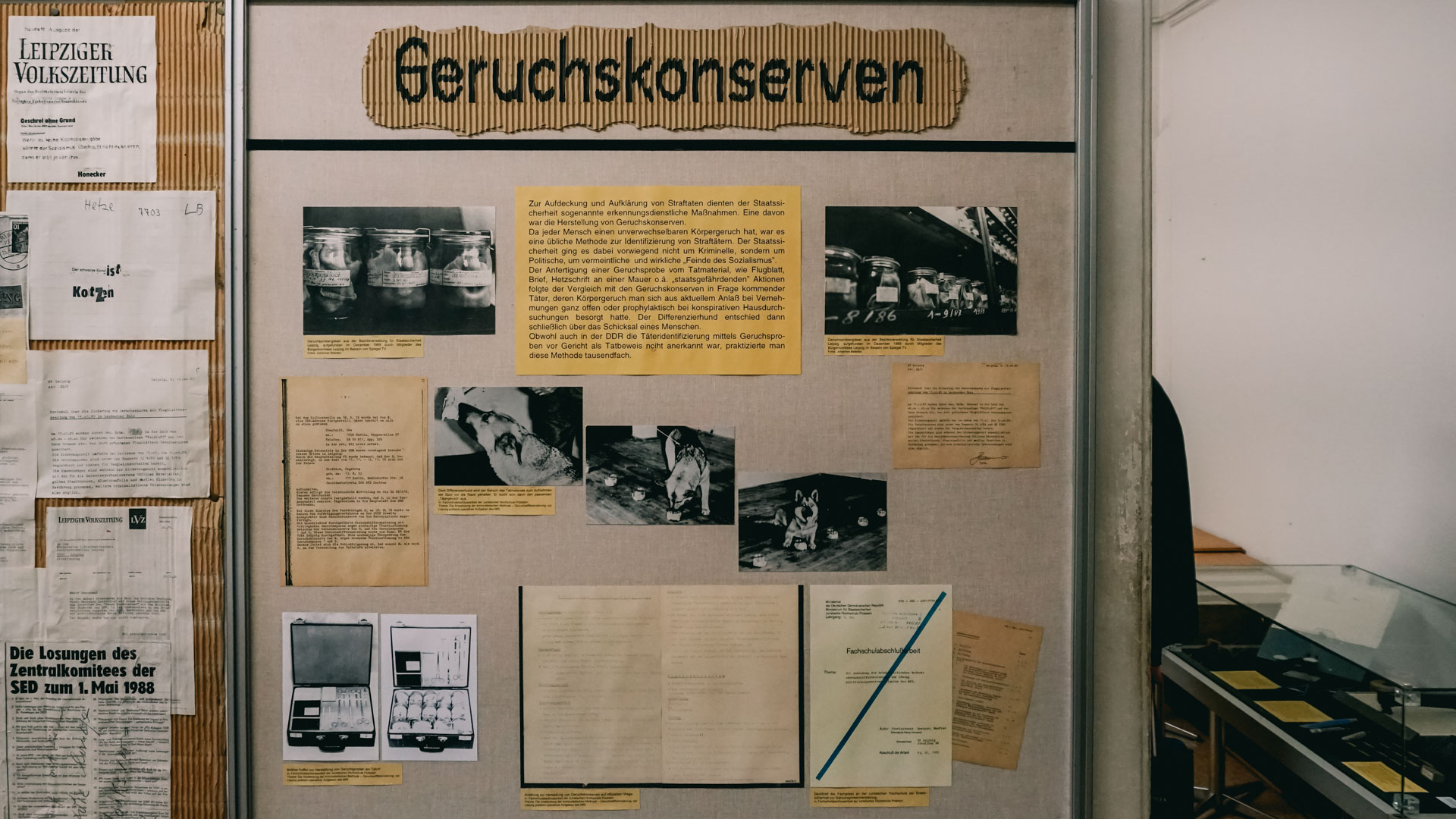 The Geruchskonserven or scent jars in the Stasi Museum in Leipzig