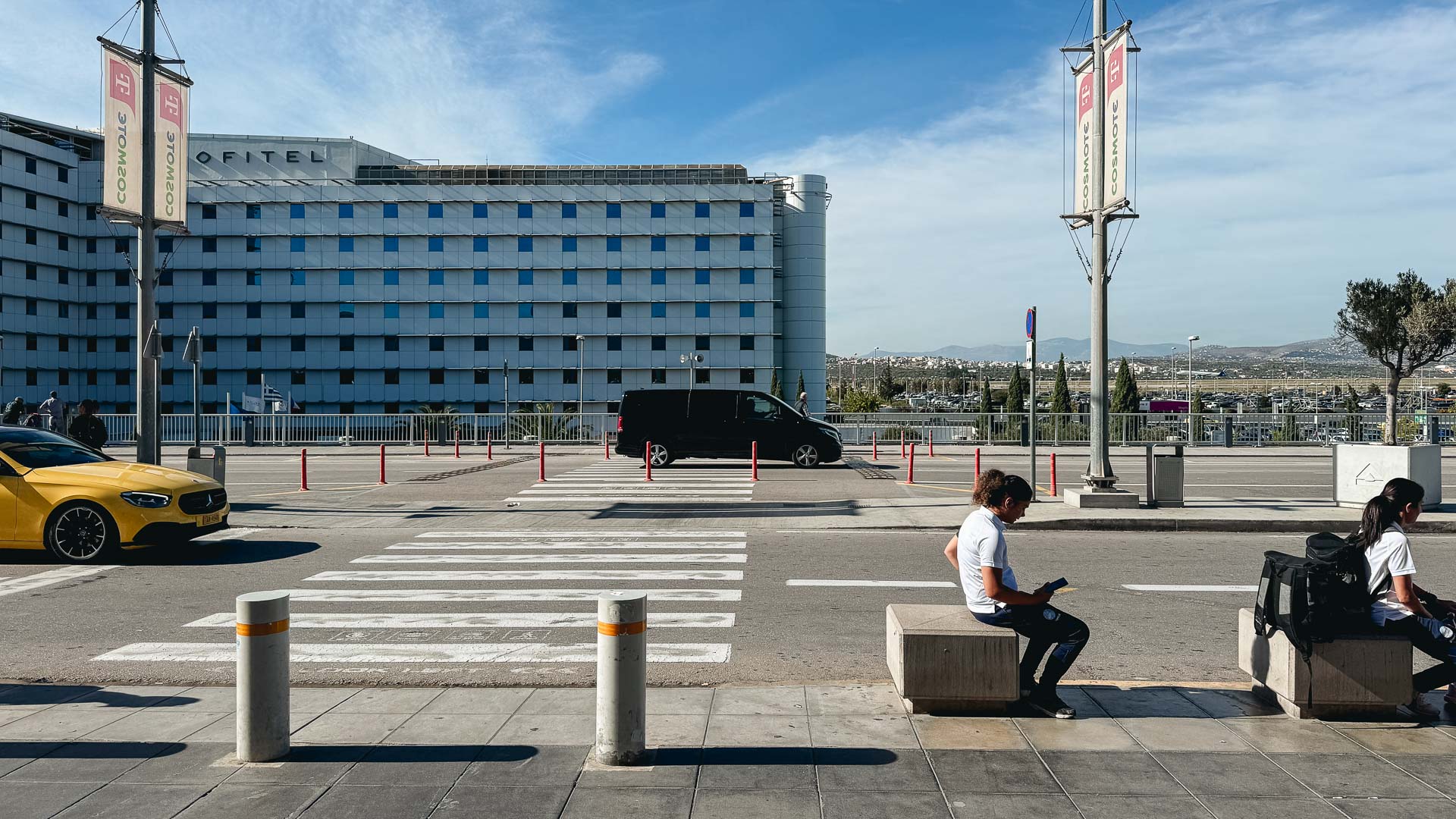 Outside the Athens International Airport