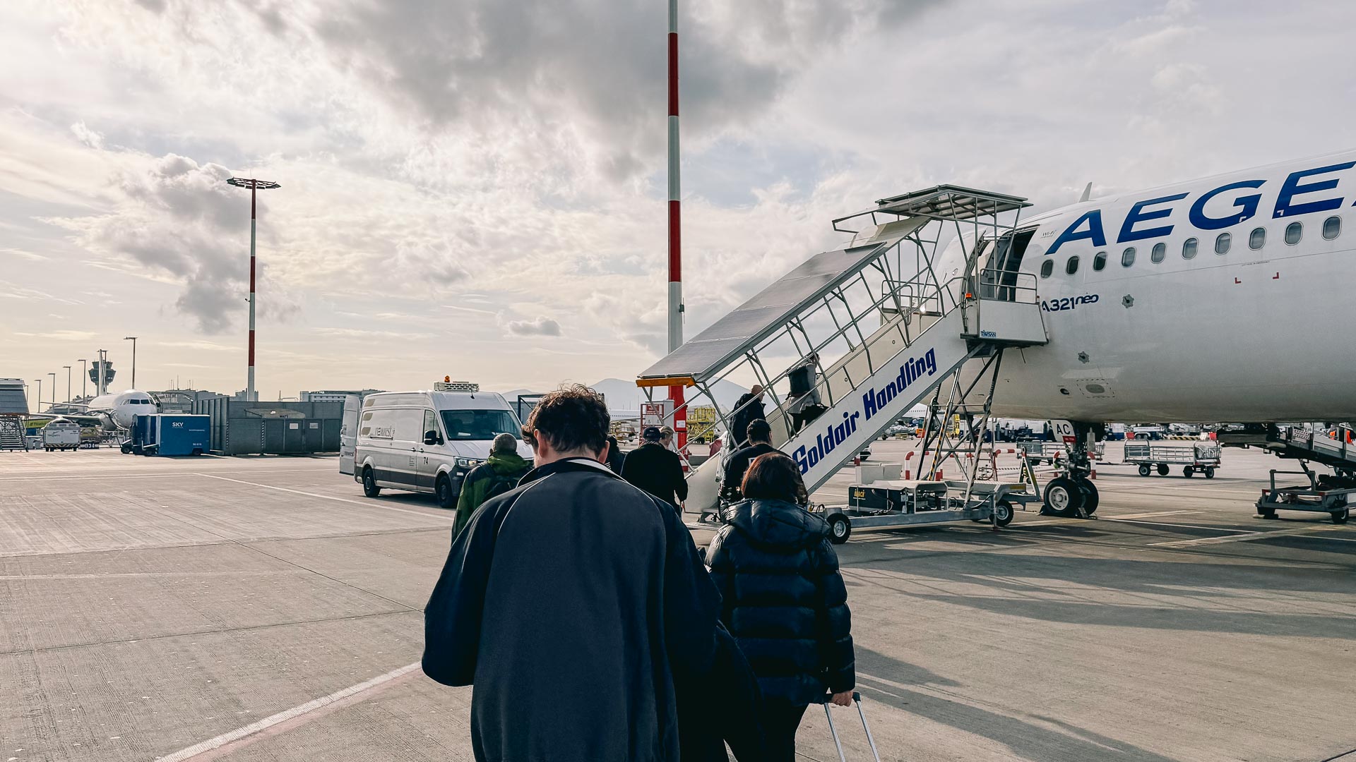 Boarding an Aegean Airlines flight at the Athens Airport