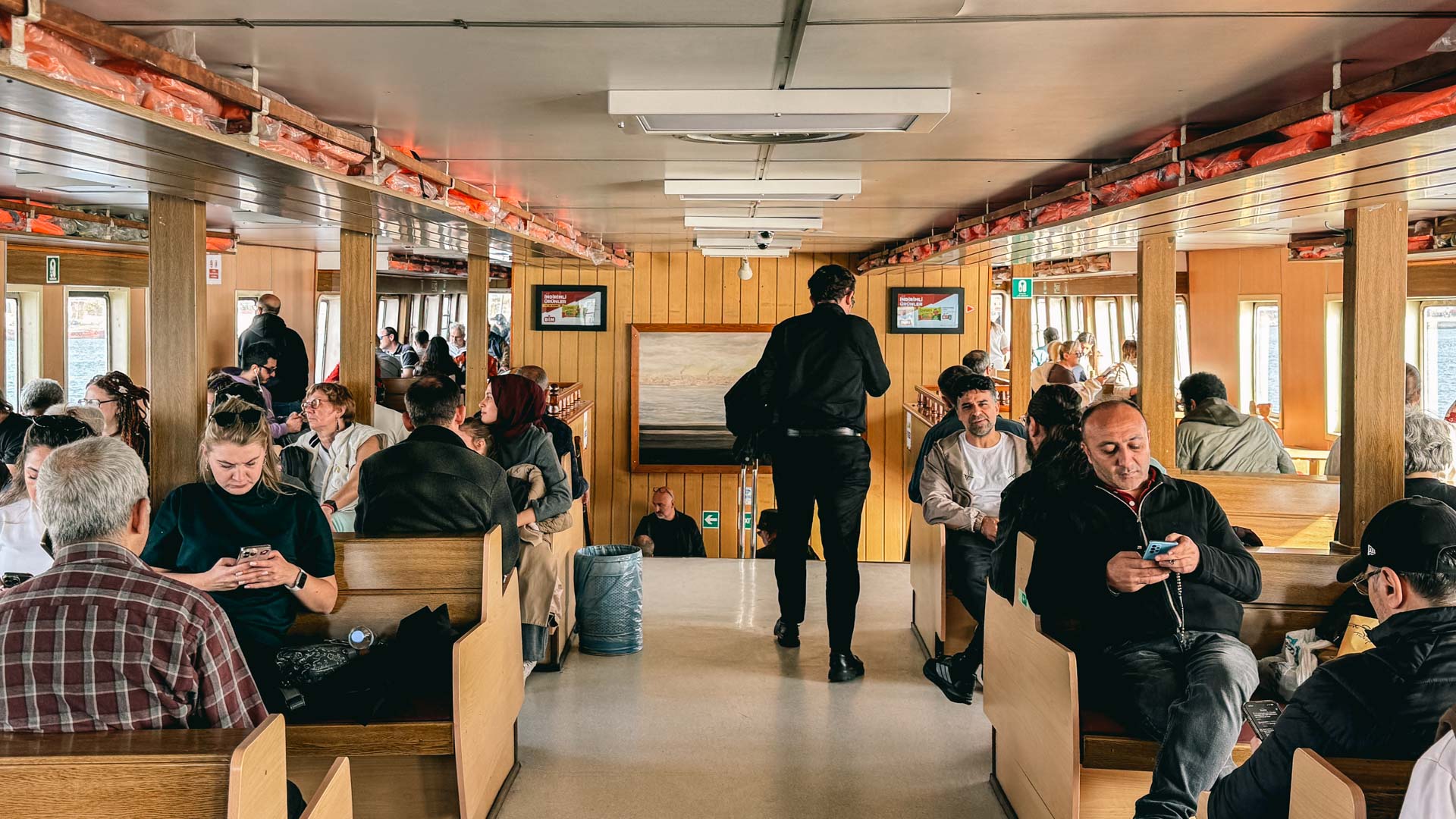 The interior of the Karaköy to Kadıköy ferry