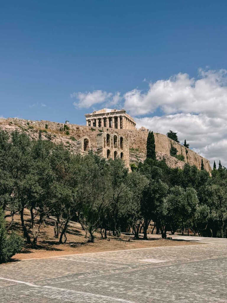 The Acropolis of Athens seen from Dionissiou Areopagitou Street